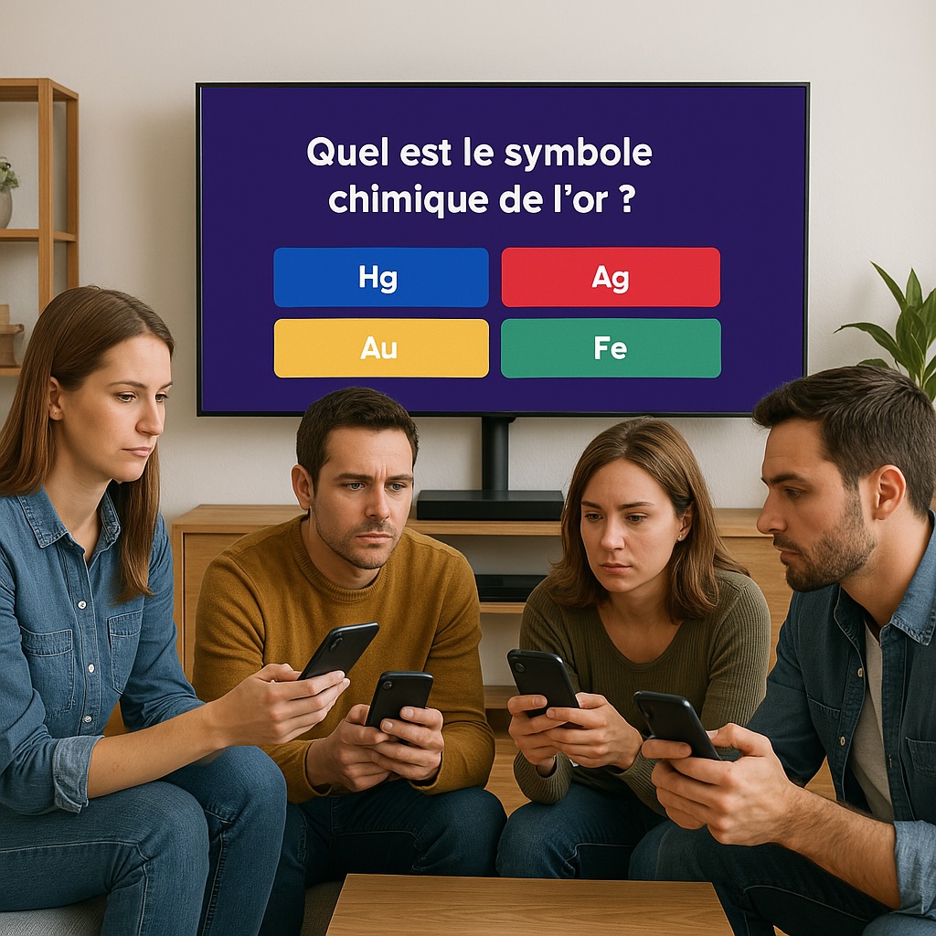 Autres joueurs utilisant leurs smartphones pendant un quiz