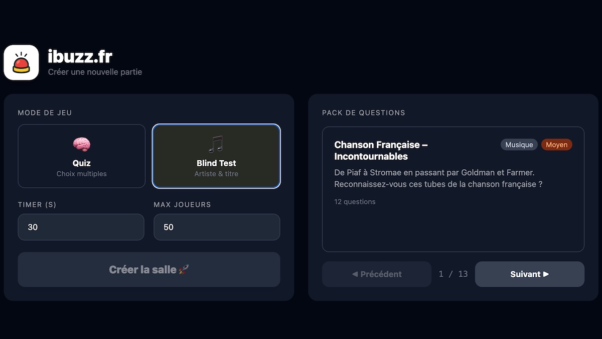 blind test chanson française — capture d'écran iBuzz