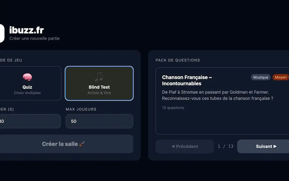 blind test chanson française — capture d'écran iBuzz