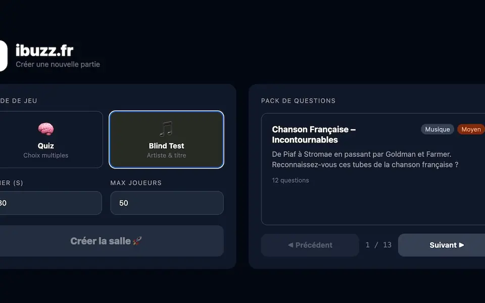blind test en ligne gratuit — capture d'écran iBuzz
